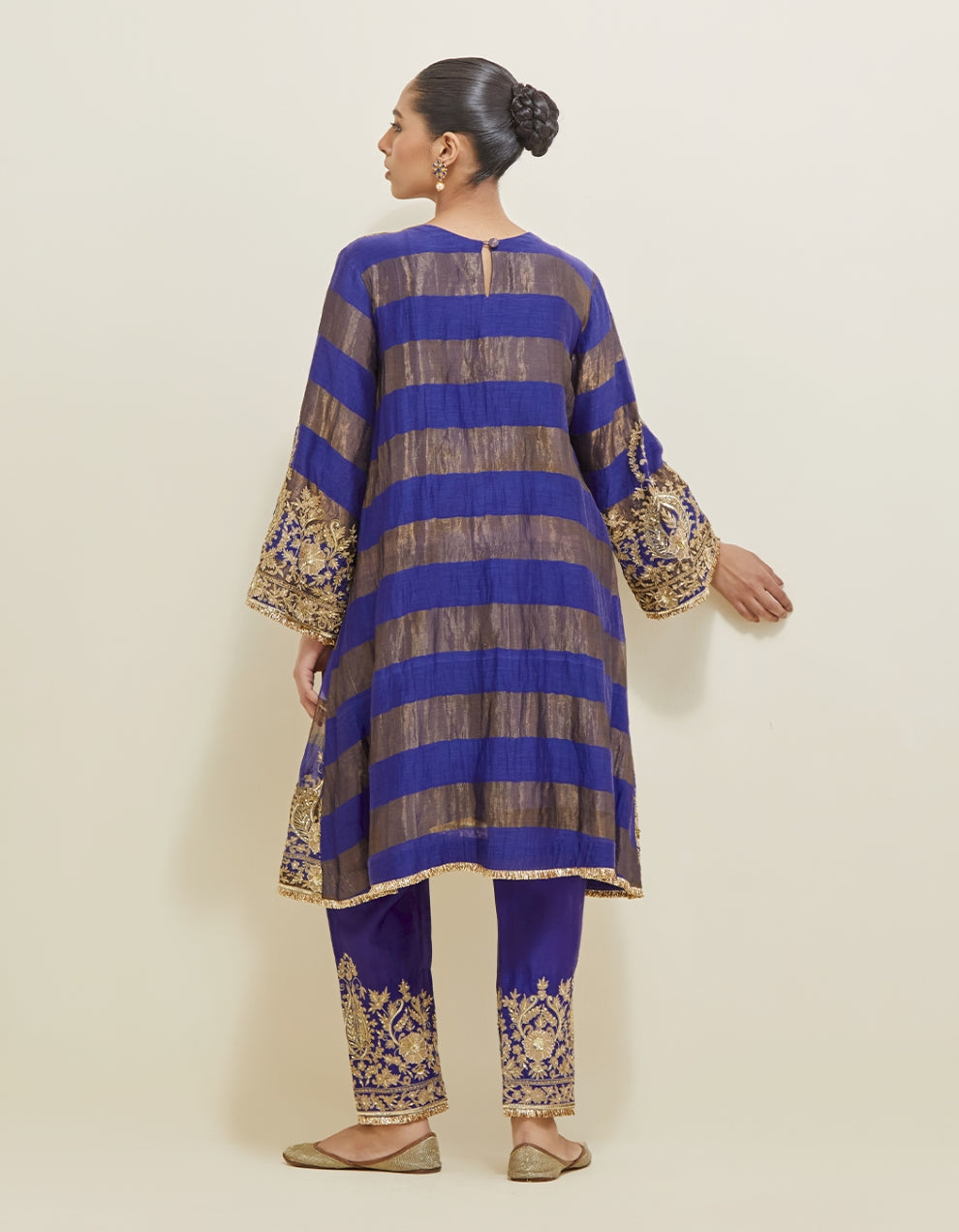 Blue Embroidered Shimmer Suit Set