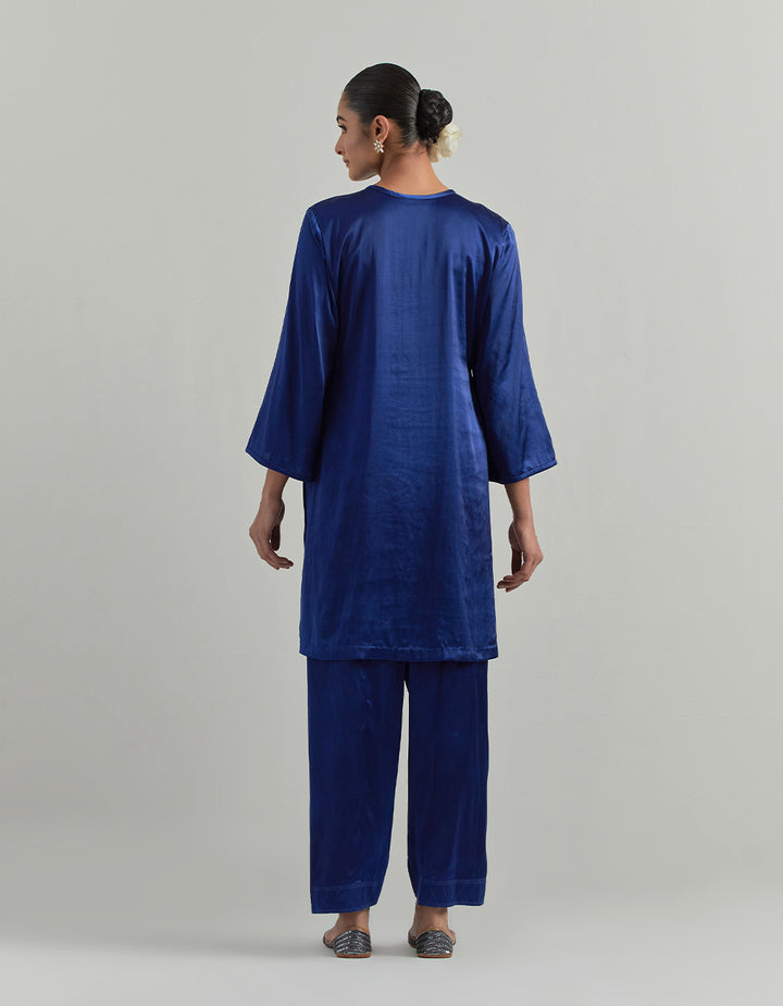 Blue Satin Kurta Set