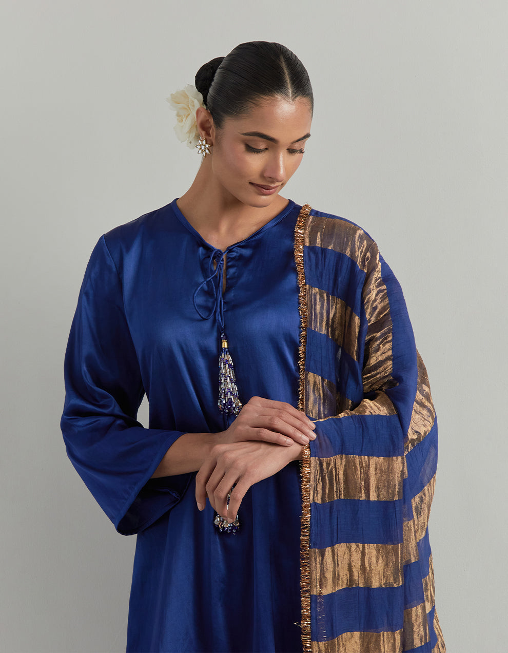 Blue Satin Kurta Set