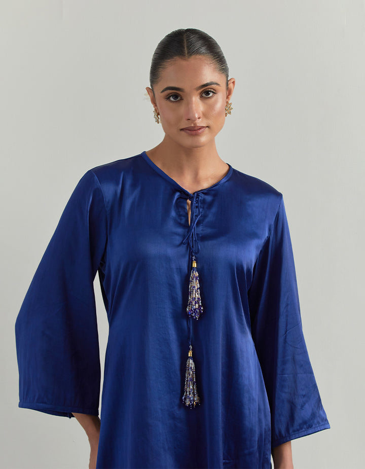 Blue Satin Kurta Set