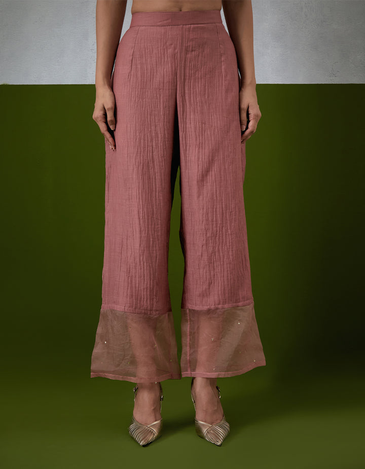 Dusty Rose Hand Embroidered Chanderi Anarkali Set