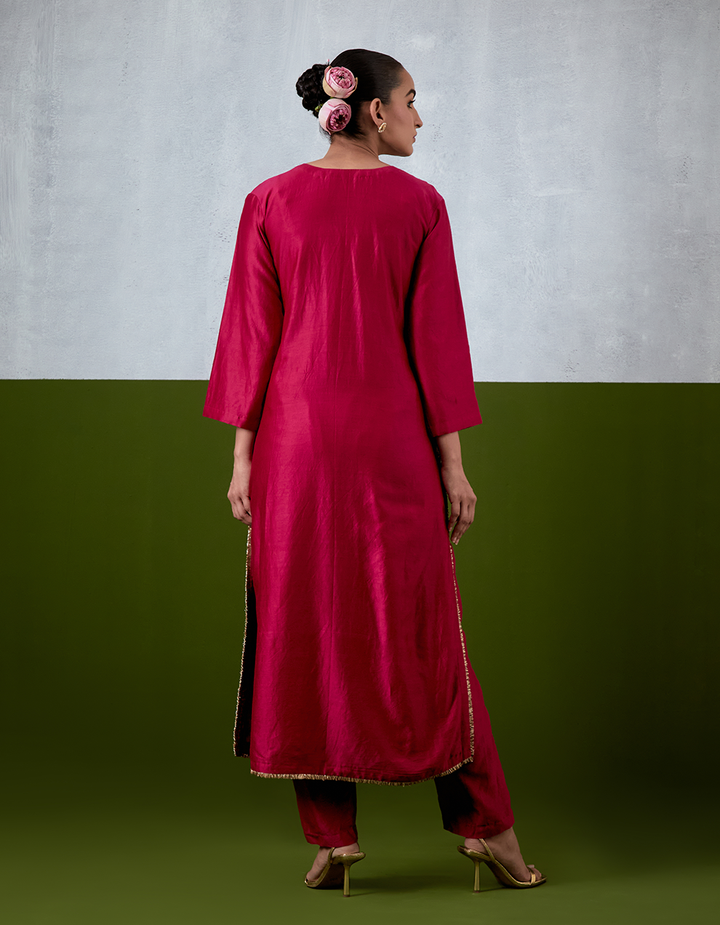 Magenta Embroidered Suit Set