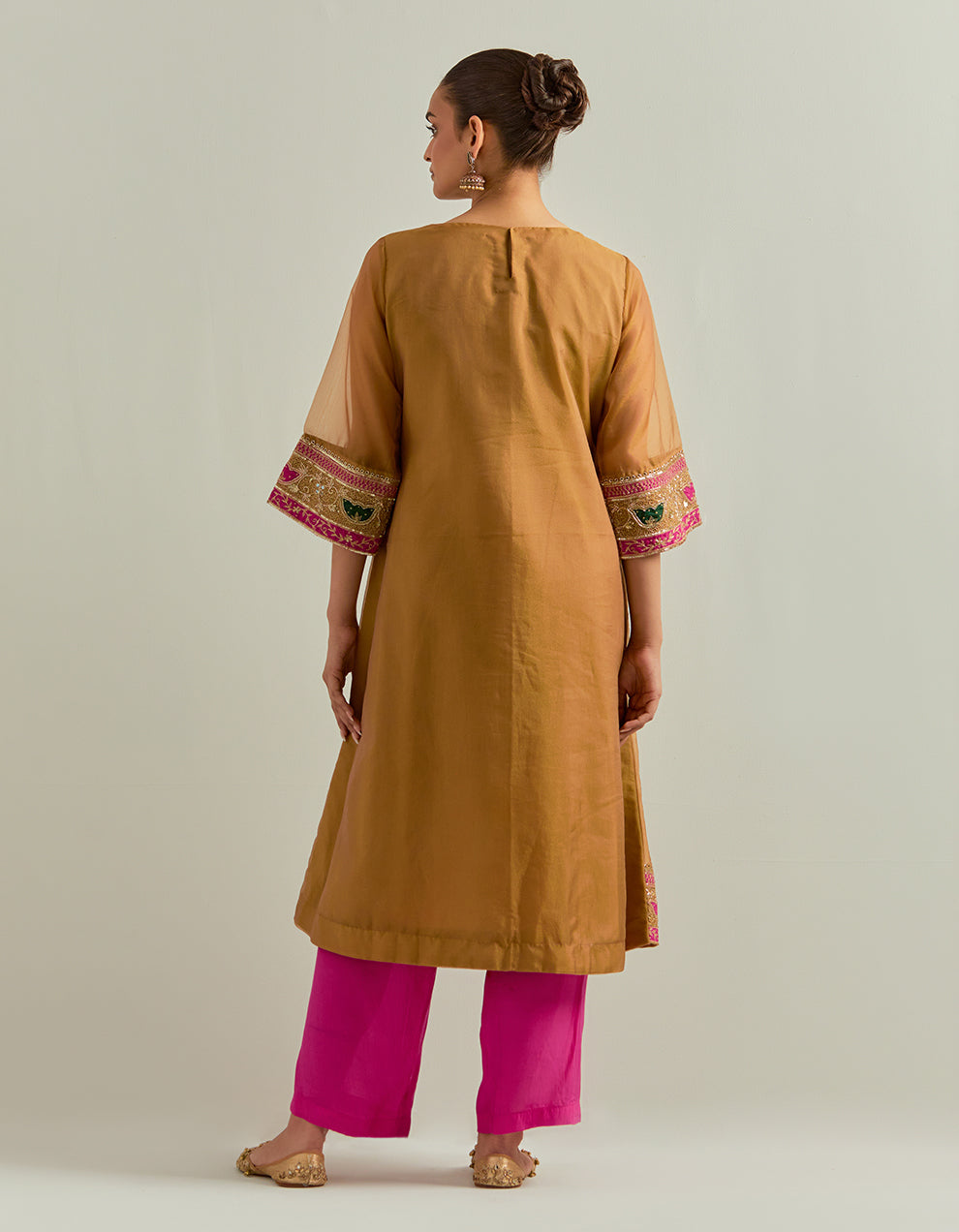 Mustard Hand Embroidered Shimmer Organza Suit Set