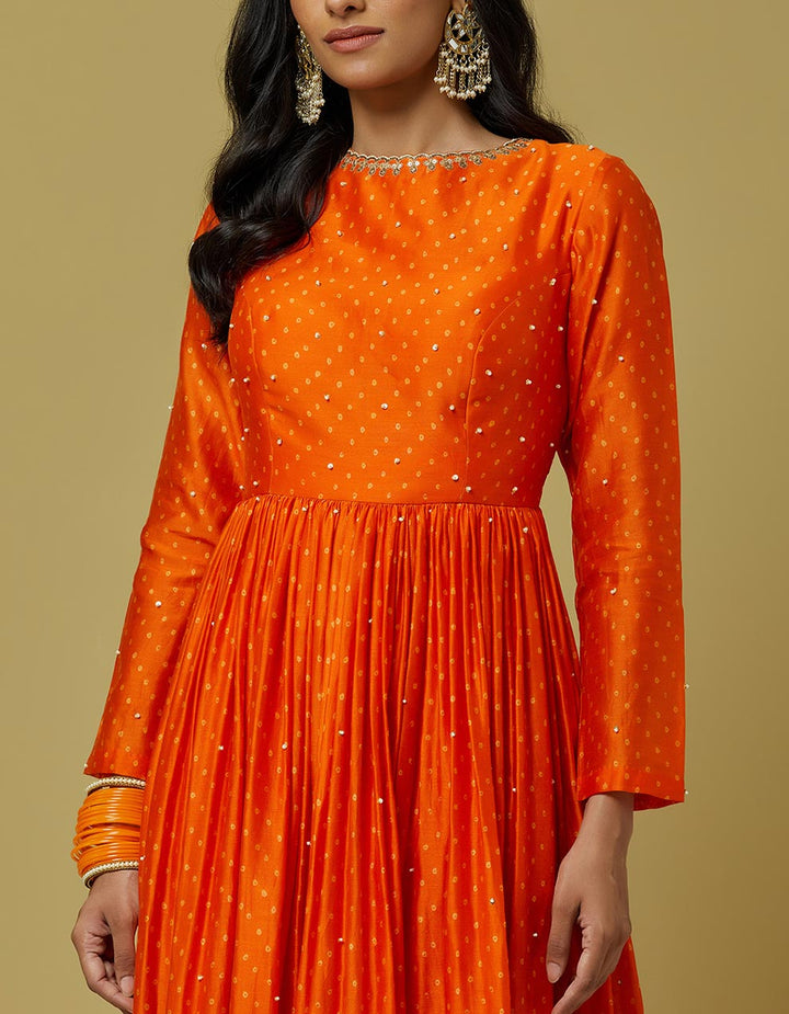 orange-embroidery-printed-chanderi-floor-length-and-dupatta