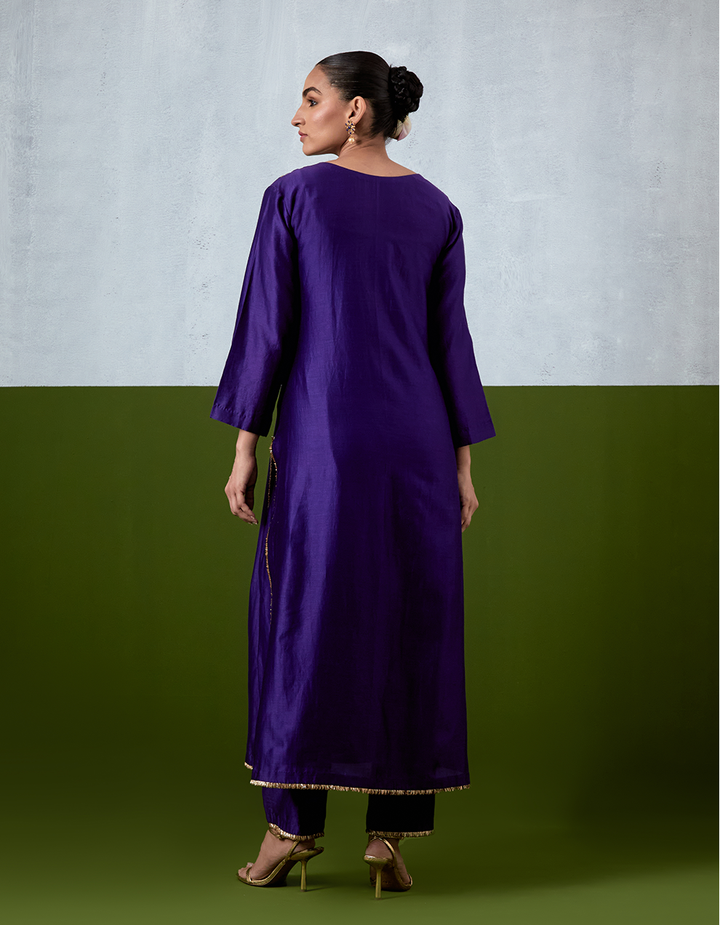 Purple Embroidered Suit Set