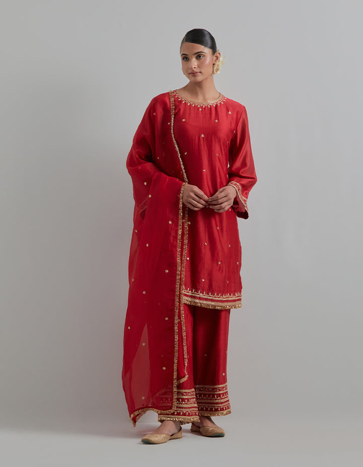Red Embroidered Suit Set