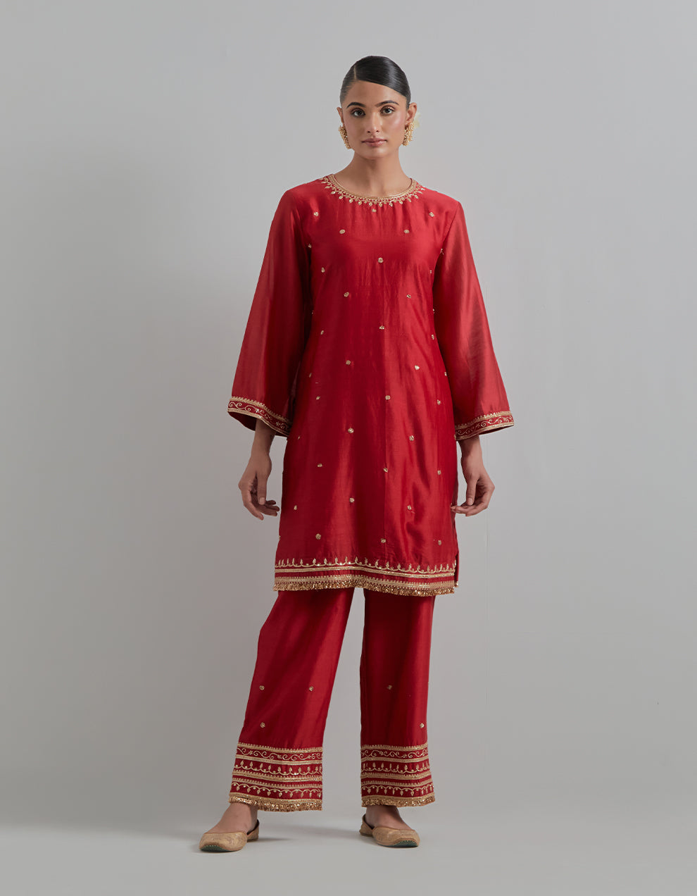 Red Embroidered Suit Set