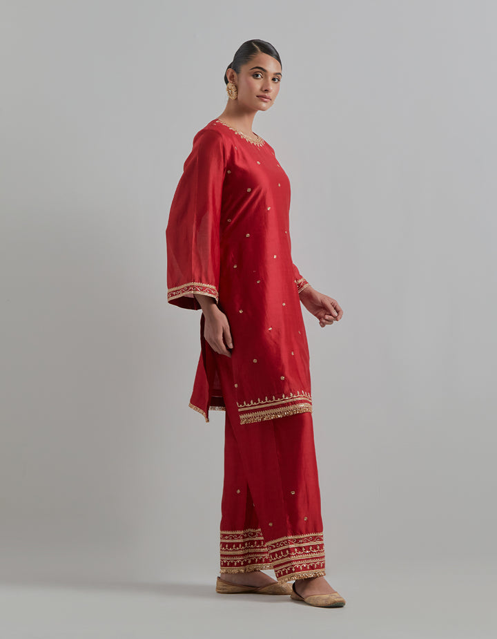Red Embroidered Suit Set