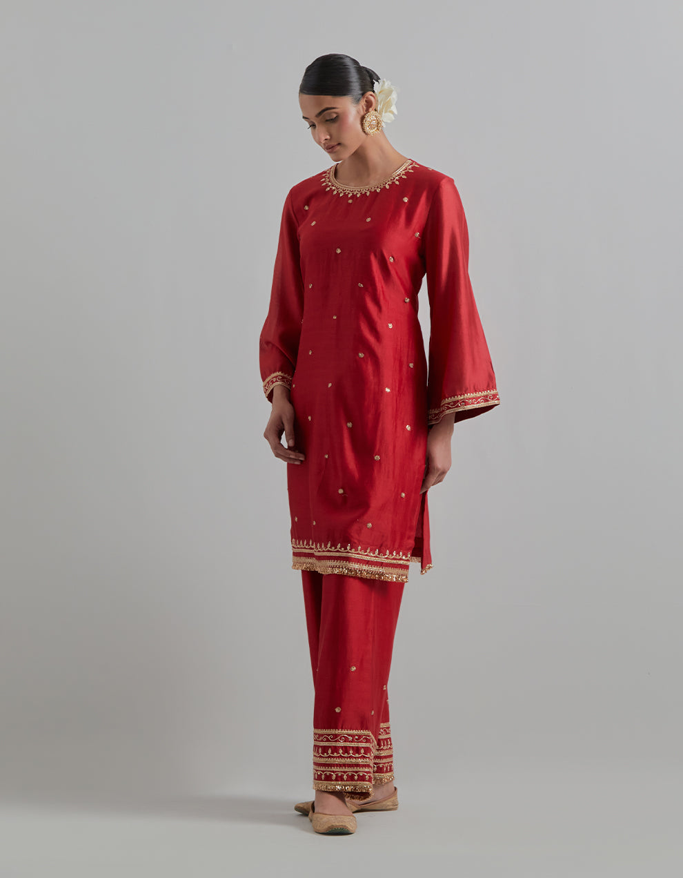 Red Embroidered Suit Set