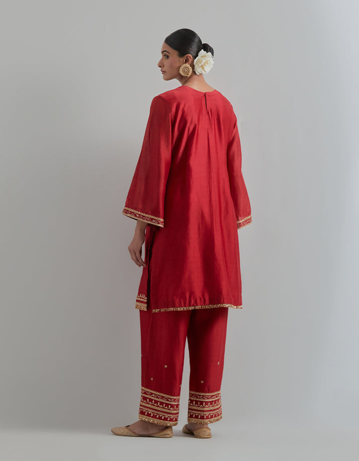 Red Embroidered Suit Set