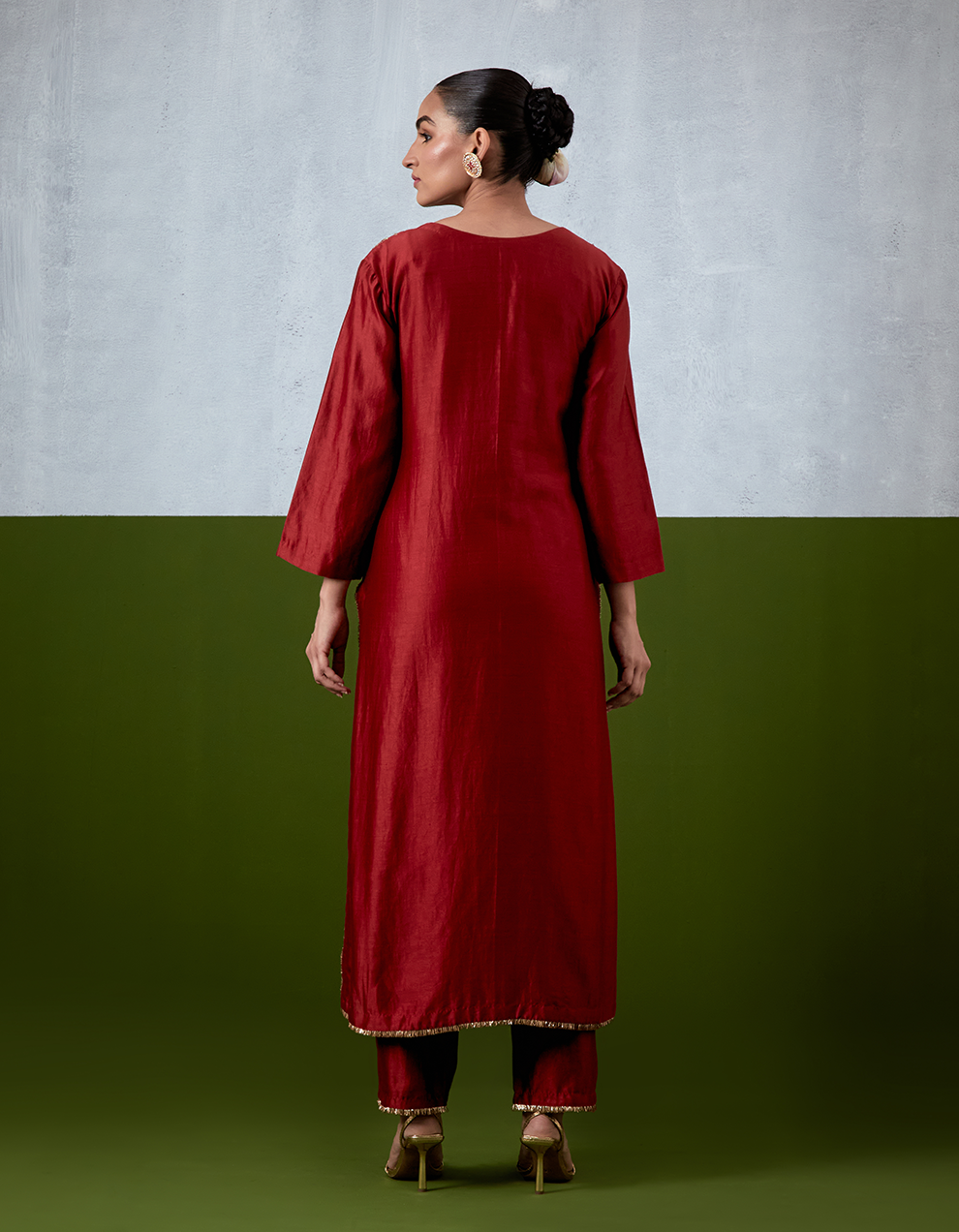 Red Embroidered Suit Set