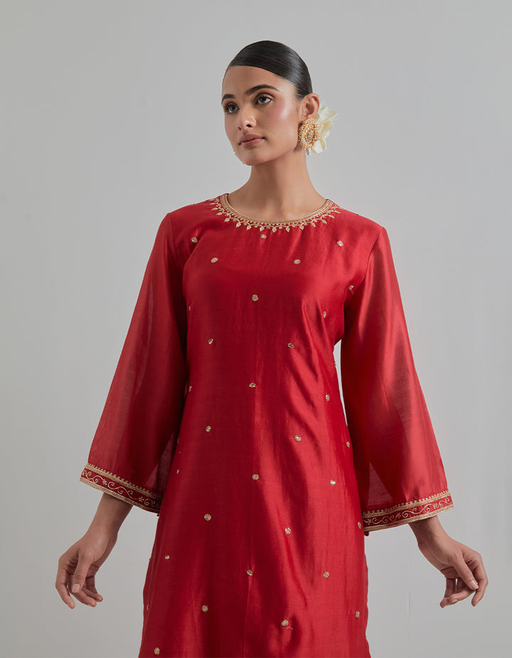 Red Embroidered Suit Set