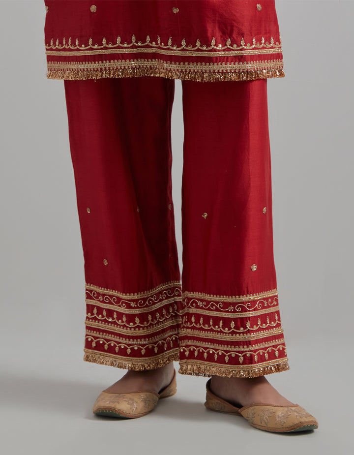 Red Embroidered Suit Set