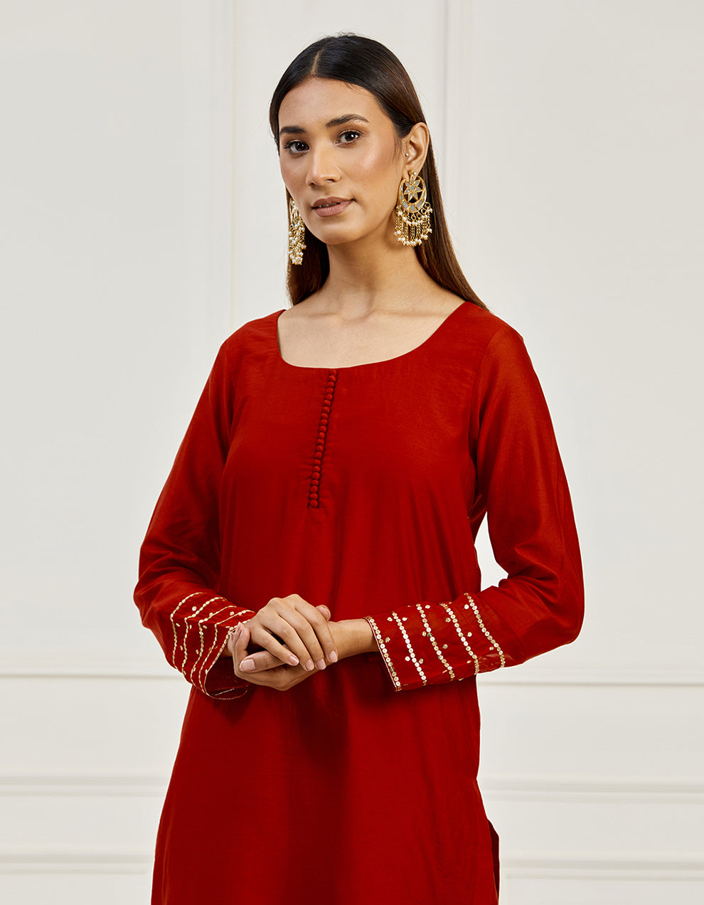 red-embroidery-chanderi-kurta-with-pants-and-dupatta